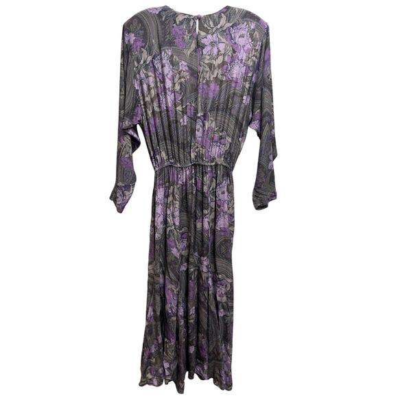 VTG Michelle Stuart Dolman Sleeve Floral Dress 8 100% Rayon Cottage Retro Boho - Picture 3 of 9